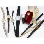 A mixed lot of watches, including a silver gilt Cartier lady's watch, AF, a small gold coloured