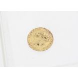 A Victorian gold half sovereign, dated 1852, with young head and shield back, F-VF, 4g