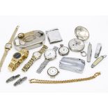 A small group of silver and other collectables, including silver hunter pocket watch, AF, lacks