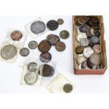 A small collection of British and world coins, including a 1923 US Dollar and 1968 half dollar, 1889