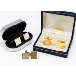 A pair of 9ct gold rectangular faced cufflinks, with square cut front and snap backs, 15.5g together