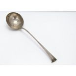 A George III silver soup or punch ladle by Thomas & William Chawner, 35cm, 5.7 ozt, Onslow