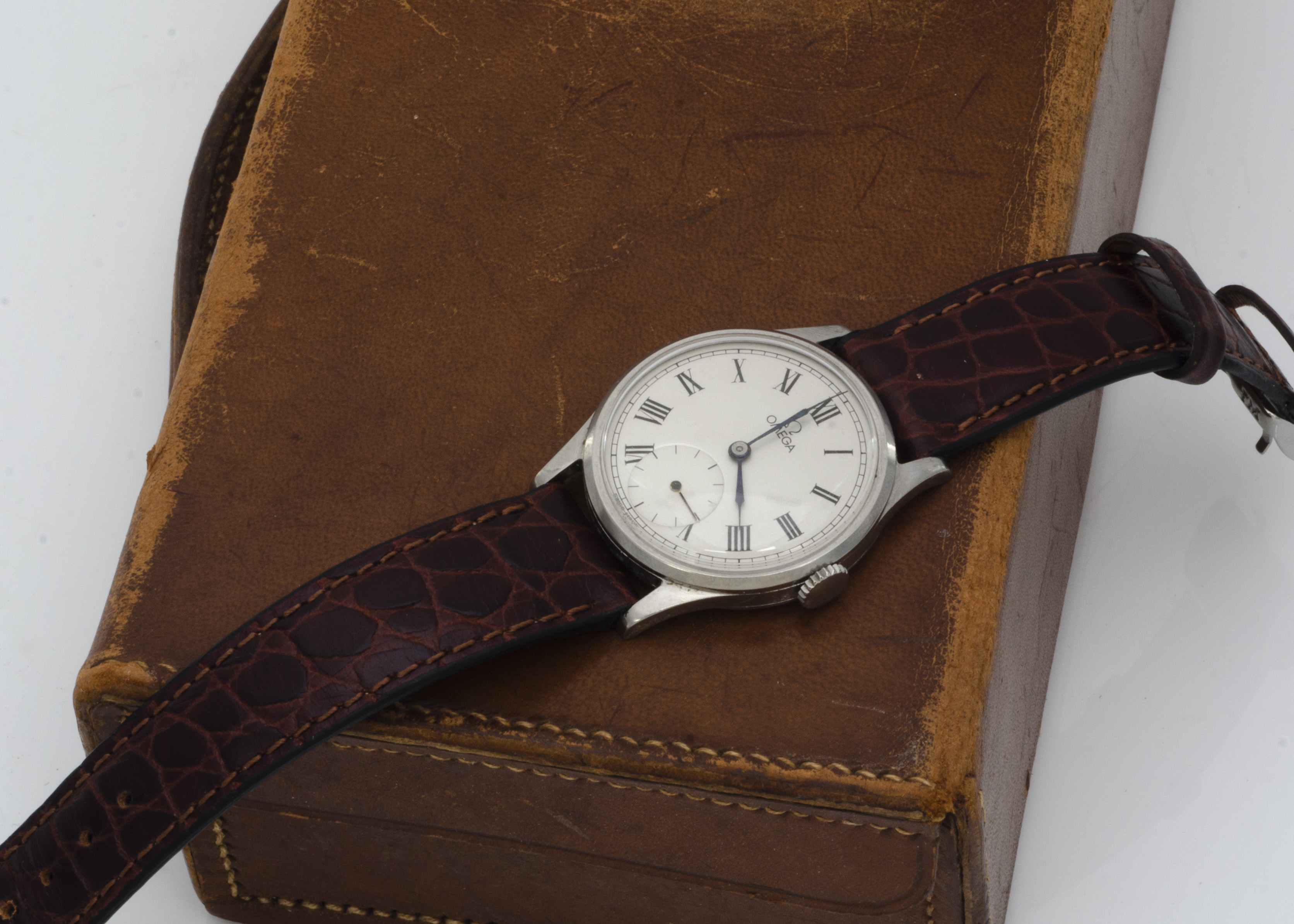 A c1970s Omega stainless steel gentleman's wristwatch, 34mm, silvered dial with subsidiary and roman