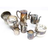 A set of ten vintage silver plated finger bowls from Mappin & Webb, 11.5cm diameter, together with