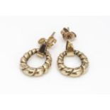 A pair of 9ct gold wreath shaped drop earrings, 1.8cm, 4.9g