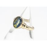 A continental 14K marked ammolite dress ring, ring size P, 4g