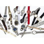 A box of modern and fashion watches, AF, including a Seiko quartz, Sekonda, and much more