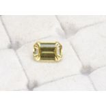 A certificated natural non heat treated yellow sapphire, rectangular octagonal cut, 3.35ct with