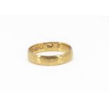 A 22ct gold wedding band, of flattened form, ring size K 1/2, 3.5g