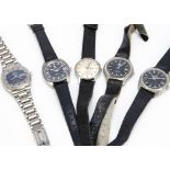 A group of five vintage Bulova and Tissot gentlemen's wristwatches, including two Bulova Accutron
