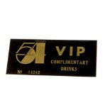 Studio 54 VIP Complimentary Drinks Ticket, a Numbered VIP Complimentary Drinks ticket for the famous