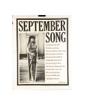 Christopher Logue / September Song poster, mounted 1966 poster showing the dead Western gunfighter