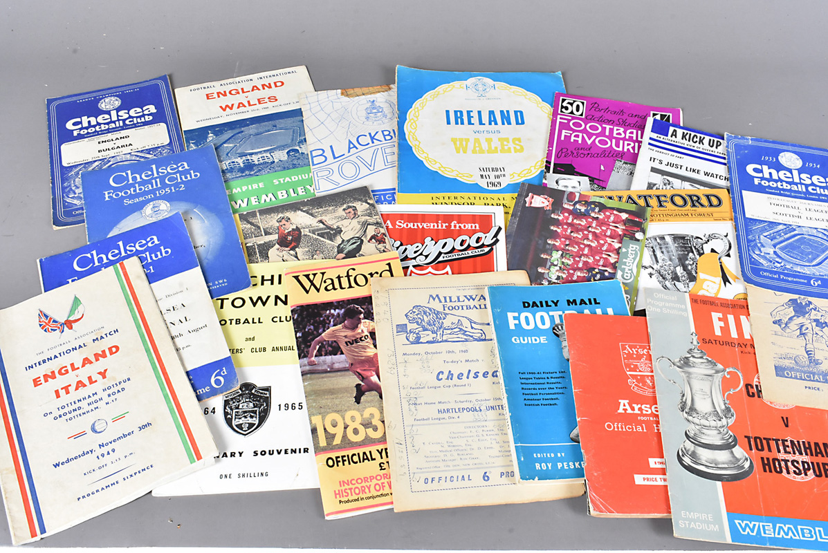 An assortment of 1940s and later football related programmes and books, to include England v Italy