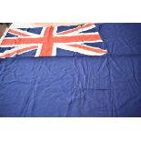 A large Blue Ensign flag, marked White Ensign, 2 1/2 Somerset, approx. 223cm x 114cm, AF