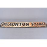 A vintage cast iron road name sign, for Braunton Road, believe to be from Braunton Road in Devon,