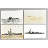 Postcards, maritime interest, three albums, P2, first album, RP Vickers HMS B1 Submarine, 1909,