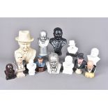A group of Winston Churchill busts, in various medium, comprising resin, plaster, and more,
