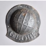 Globe Insurance Company Fire Mark, 1803-1864, W38D, tinned iron, P, pellet hole, otherwise not