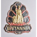 Britannia Fire Association Fire Mark, 1868-1879, W108A, copper, F, some original paint
