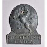 Scottish Union Insurance Company Fire Mark, 1824-1878, W75A, G-VG, copper, one fixing hole enlarged