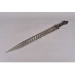 A Russian Khanjali, with large maker's stamp to the double edged, triple fullered 53cm long blade,