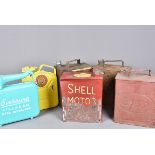 A collection of vintage petrol cans, to include Shell, Esso, BP and more, some over painted (