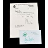 A small assortment of signatures, to include General Sir Gerald Templer (1898-1979), signed in green