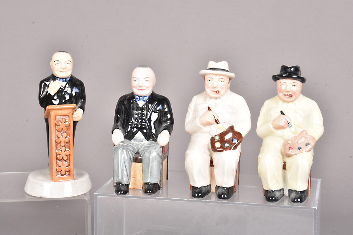 Four Manor Limited Edition Figures of Mini Churchill, to include two 'The Artist' slightly different