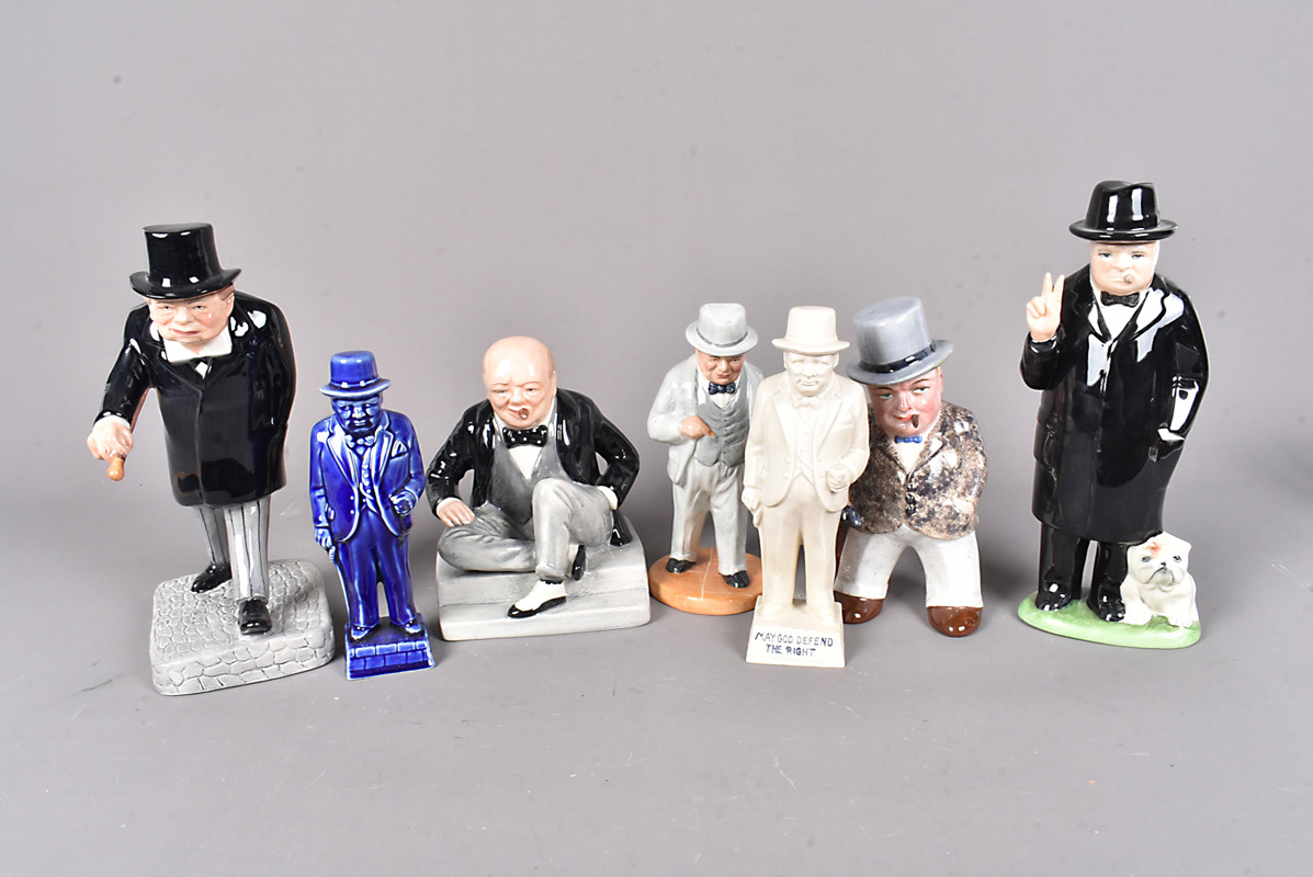 A group of ceramic Churchill figures, comprising Bairstow Manor Pottery No.1 from Political