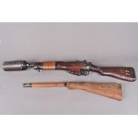 A Deactivated Lee Enfield Bolt Action converted Grenade Launcher, serial AW19487, dated 1945, the .