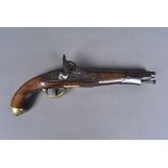 A 16 Bore Tower Percussion cap pistol, marked with a Crown and the word 'Tower' to the lock plate,