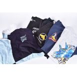 An Avro Vulcan XH558 rugby shirt, together with a selection of aviation T-shirts, including Air