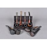 A selection of four Briar smoking pipes, to include two F&T Rejects, one with diamond stem, the