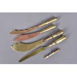 Three 'trench art' page turners, made up of spent rounds, one dated 1917, with applied sabre-