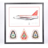 A framed and glazed Lightning F6 XR770 'AA' montage, with side image of the aircraft to top and