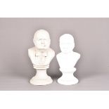 A reconstituted marble bust of Winston Churchill, bearing Churchill name to lower, 32cm high,