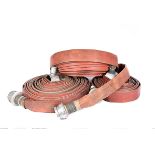 Three vintage 1960 Fire Hoses, various lengths