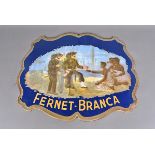A Fernet-Branca advertising sign, depicting military figure sharing a glass of wine with native