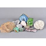 Minerals, An assortment of various minierals, to include agate, amethyst, various geodes and many