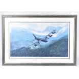 Dru Blair Limited Edition print, Mountain Fortress', 340/950, showing a B-52H Stratofortress banking