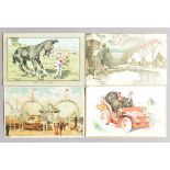 Postcards, P2 Hold-To-Light, mainly chromo-litho rustic houses (24), Alpha Kaleidoscopic Card (1),