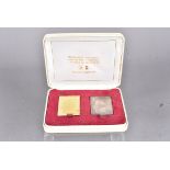 The Royal Silver Wedding Commemorative Stamp Replica box set, containg a 22ct gold 20p stamp