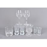 An assortment of Masonic related glass drinking vessels, to include two Firing Glasses, two wine