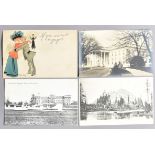Postcards, four modern albums, various, mainly P2, USA topographical street scenes and landscapes,