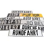 A collection of 20th Century number plates, including personal and novelty, various different