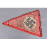 A WWII period Third Reich Pennant, possibly from a car of other vehicle, with stitched swastika to