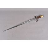 A French T-Back Gras bayonet, dated 1875 to the spine of the blade, with serial number 15293 and