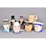 A group of seven Winston Churchill jugs, to include Staffordshire Fine Limited Edition 44/1000,