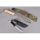 A 1993 military issue Machete, marked 17-9944, with sheath, together with a Buck No.3 knife, also