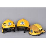 Late 20th Century Royal Berkshire Fire & Rescue Service fire Helmets, two being Pacific F7's the
